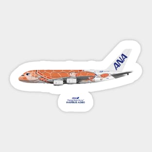 Illustration of ANA Airbus A380 - Flying Honu Ka La Sticker